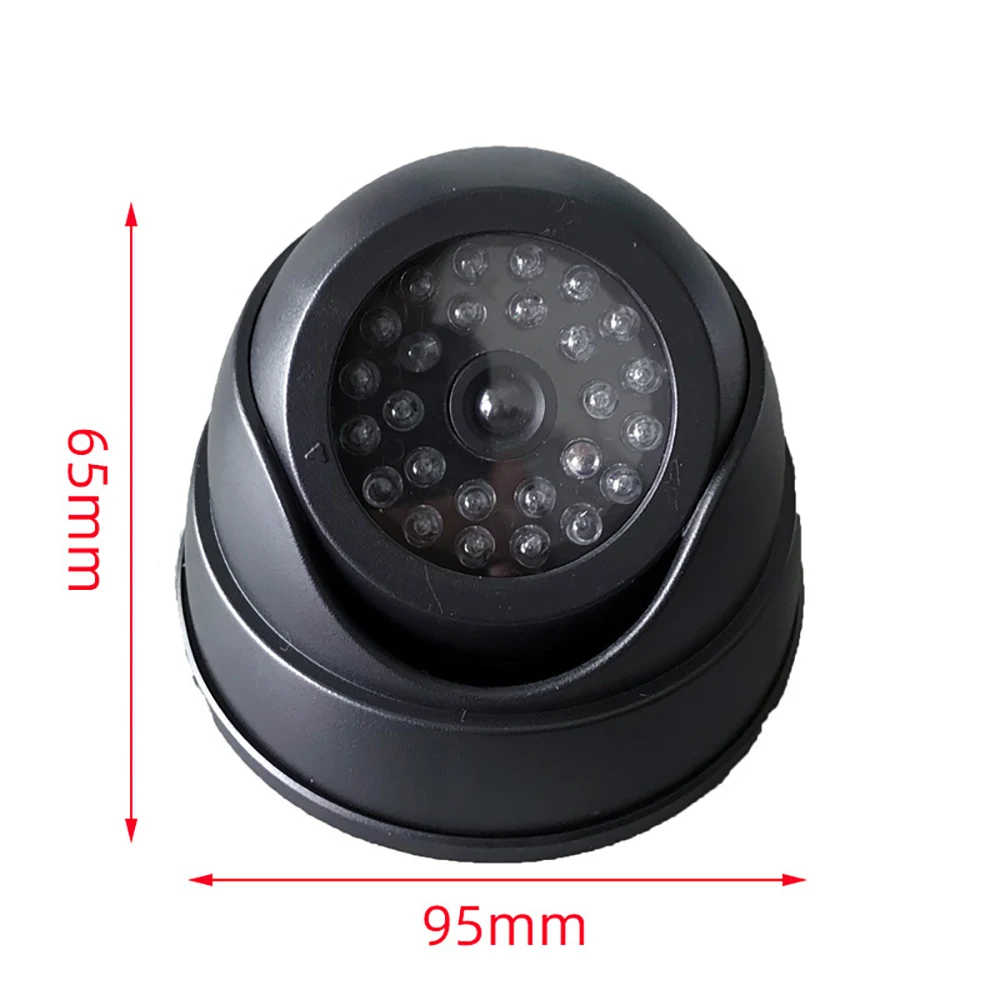 Fake Security Surveillance CCTV Dome Camera Housing with One Red LED Light Indoor Home Cam System Battery Powered Realistic Look