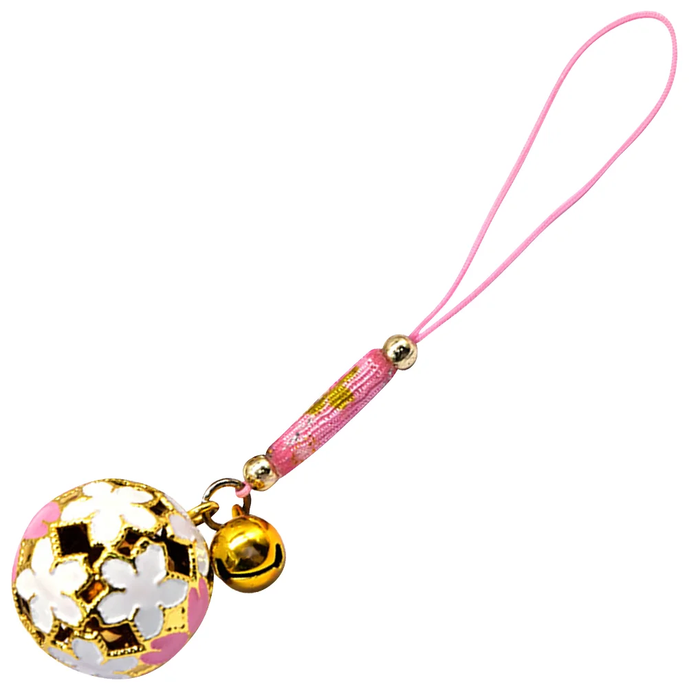 Cherry Blossom Bell Ornament Keychains Phone Wrist Lanyard Cellphone Charm Bracelet Wristbands