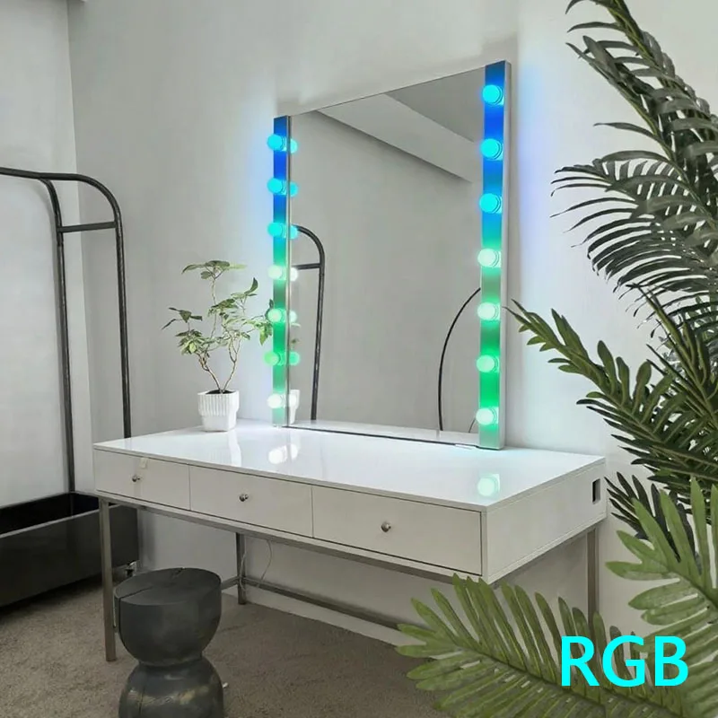 

2025 new Make Up Mirror Vanity Light 10 Dimmable Bulb Adjustable Color Brightness Light Stick On For Makeup Table Dressing