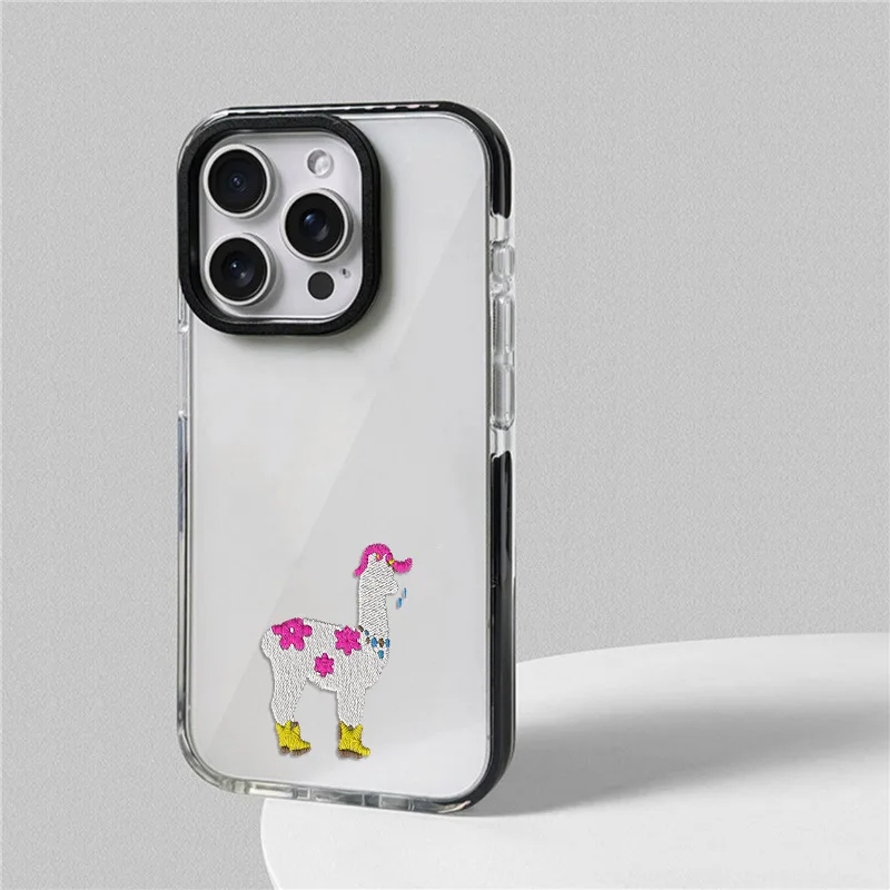Knitting Alpaca Phone Case For iphone 17 16 15 14 13 12 11 Pro Max Plus Air Soft TPU Shockproof Back Cover
