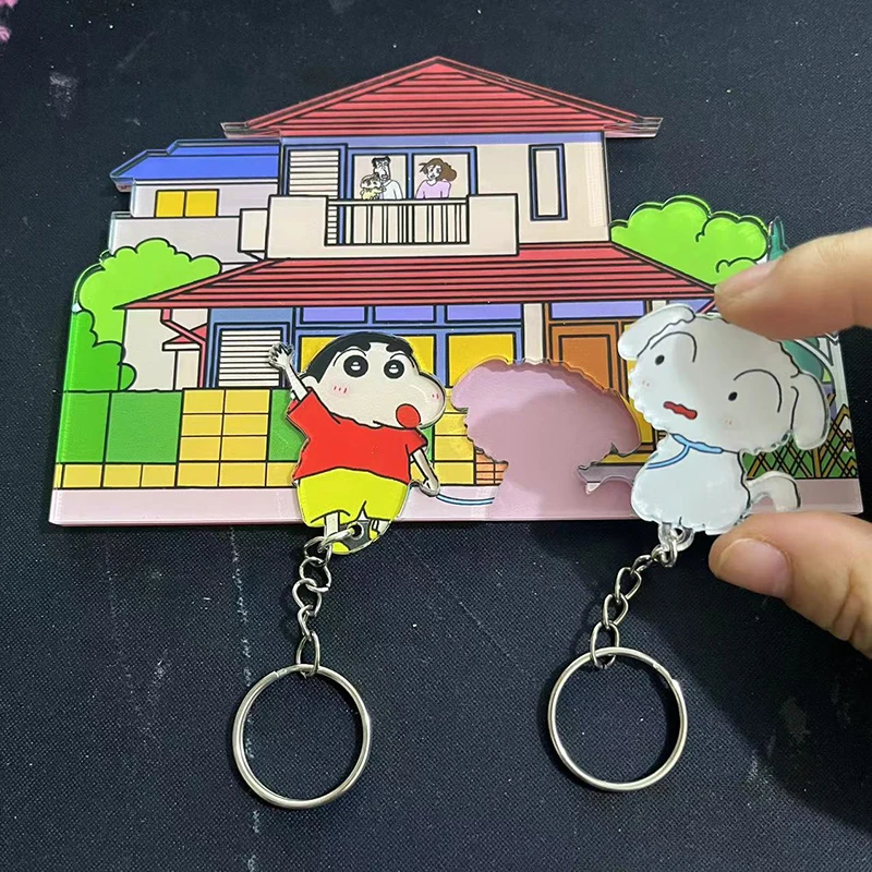 Cute Anime Crayon Shin-Chan Keychain Kawaii Cartoon Refrigerator Sticker Pendant Backpack Foyer Keychain Storage Rack Girl Gift