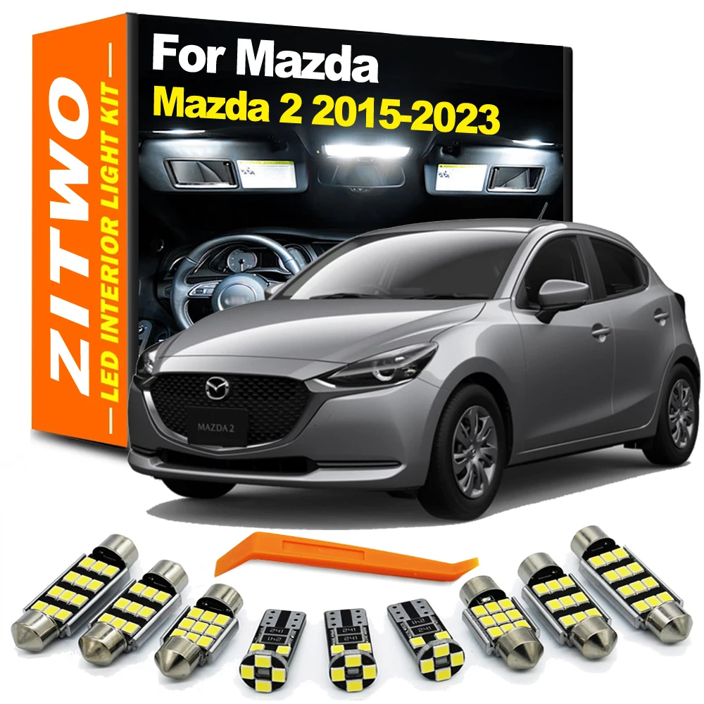 ZITWO 8Pcs For Mazda 2 Mazda2 2015 2016 2017 2018 2019 2020 2021 2022 2023 2024 Canbus LED Interior Bulb License Plate Light Kit