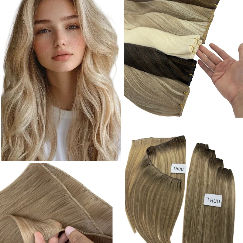 Cheveux vierges humains à 100 %, tissage Super Genius, 20 pouces, 100 g # FV # Prothèse capillaire pré-cousue TBF : gain de temps pour les coiffeurs, meilleur effet de tombé