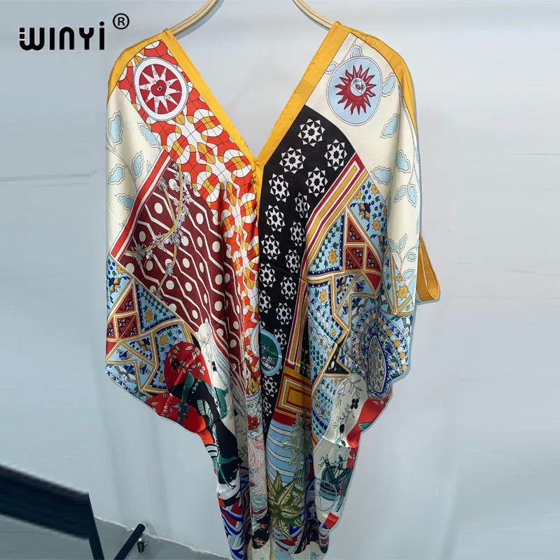 WINYI 2023 new Bohemian fashion Print Women Beach Dress Bathing Suit Cover Up Summer For Woman Beachwear Robe de plage Kaftan