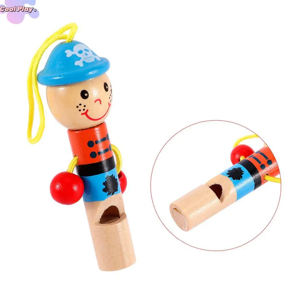 Cartoon Party Favors Educational Kids Toys Little Pirate Whistle Wooden Toys Musical Gift