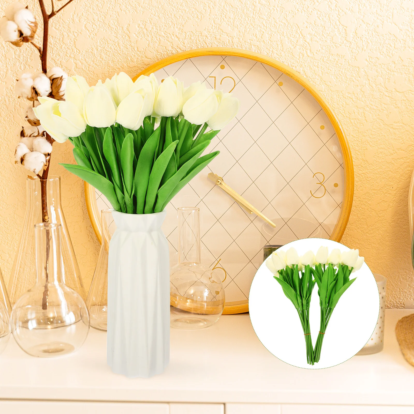 

20 Pcs Artificial Flower Arrangement Floral Stems Tulip Fake Faux Pu Branch Bouquet