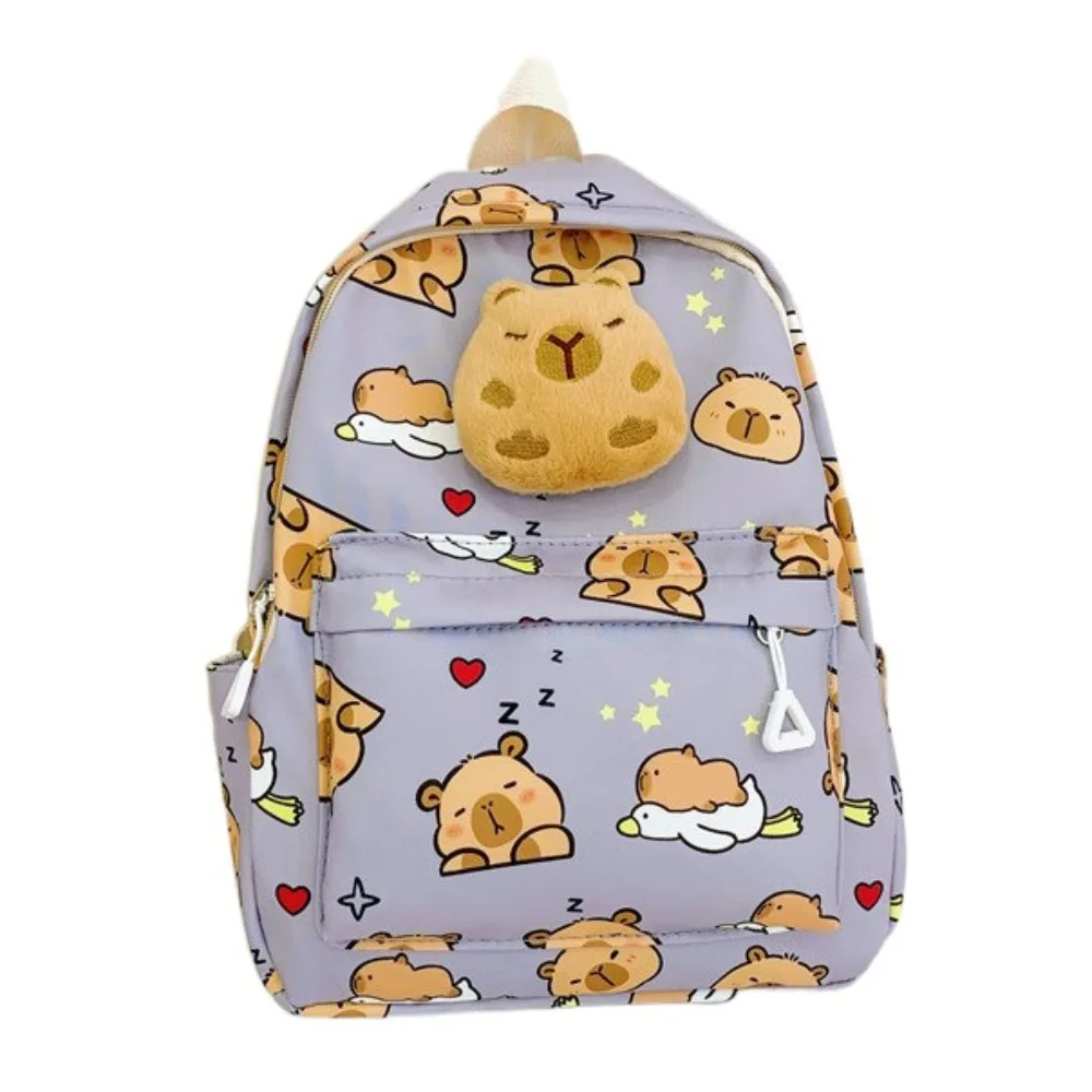 

Doll Decoration Capybara Backpack Thickened Wide Straps Cartoon Animal Daypack Multi Functional Foldable