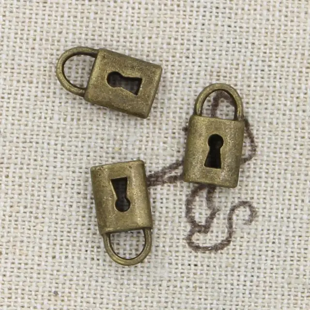 15 sztuk Charms Lock 14x8mm antyczne wyroby wisiorek fit, Vintage tybetański brąz kolor srebrny, DIY ręcznie robiona biżuteria