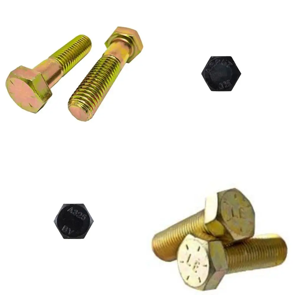 مسامير ذات غطاء سداسي مطلي باللون الأصفر من الدرجة 8 9/16-18 × 6، خيط رفيع، 25 قطعة، ملولبة جزئيًا، طول الخيط 1.375 #1