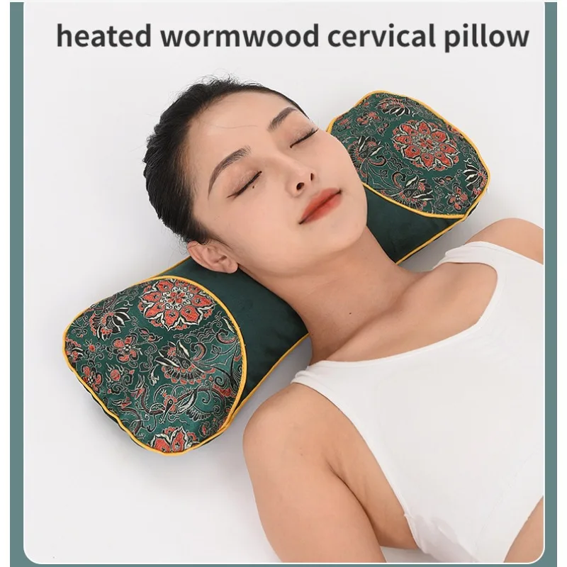 

Wormwood Bone Shape Heating Pillow Velvet Mugwort Cervical Vertebra Support Heated Pillow Cervical Pain Relief Sleeping Aid Tool