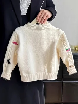 Girls' Knit Cardigan Jacket 6 Girls' Sweater Cardigan Jacket Spring and Autumn New Style Spring Girl Baby Spring Clothing Kidsren's Knitwear Top 6