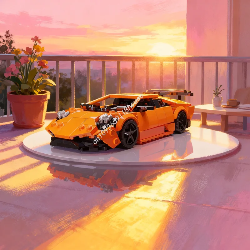 

398pcs MOC City Champions Lamborghiniesd Murcielago SV Orange Model Building Blocks Architecture Toy Idea Christmas Gifts Brick