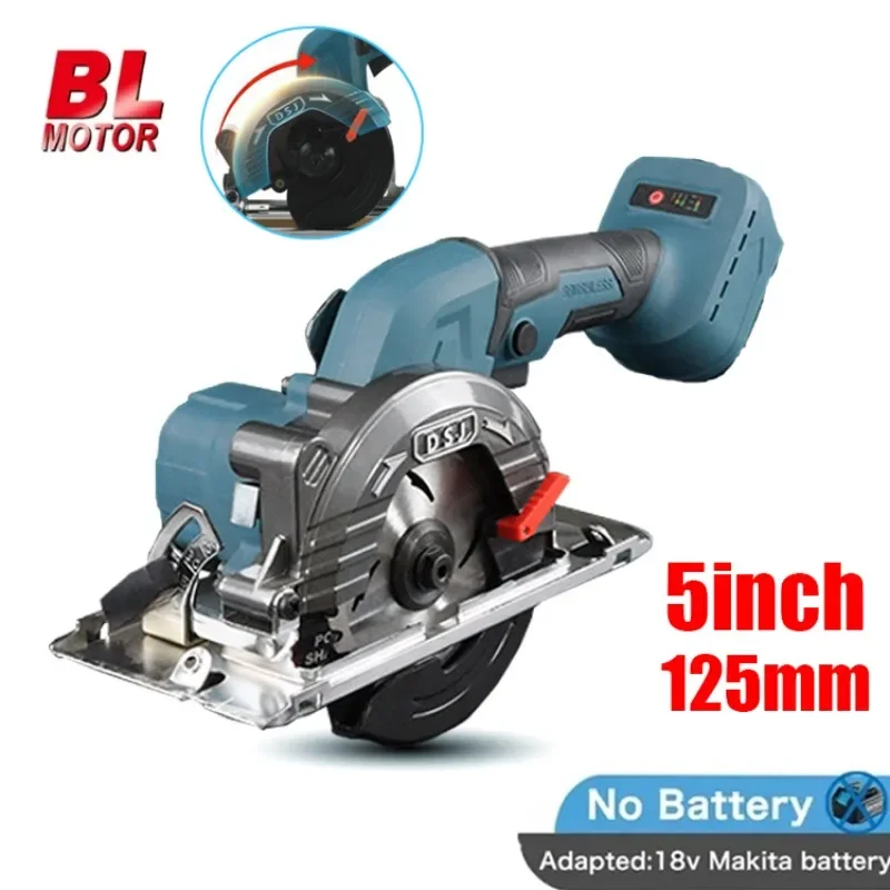 

Brushless Circular Saw 5 Inch 125mm Multifunctional Cutting Tool Handheld Cordless Electric Chainsaw for Makita 18V Battery