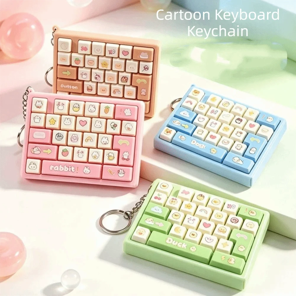 26 Key Decompression Button Creative Style Cute Design Mini Keyboard Pendant Bag Hanging Ornament Small Gift Keyboard Keychain