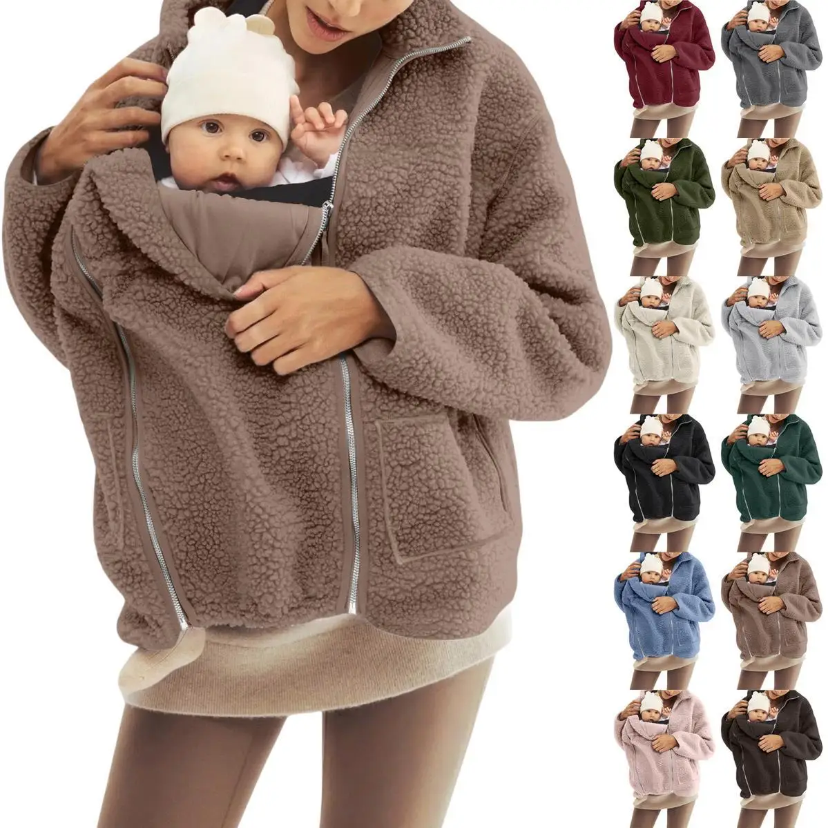 mother-lambswool-coats-pregnant-fleece-high-neck-jackets-women’s-kangaroo-warm-pocket-maternity-clothes