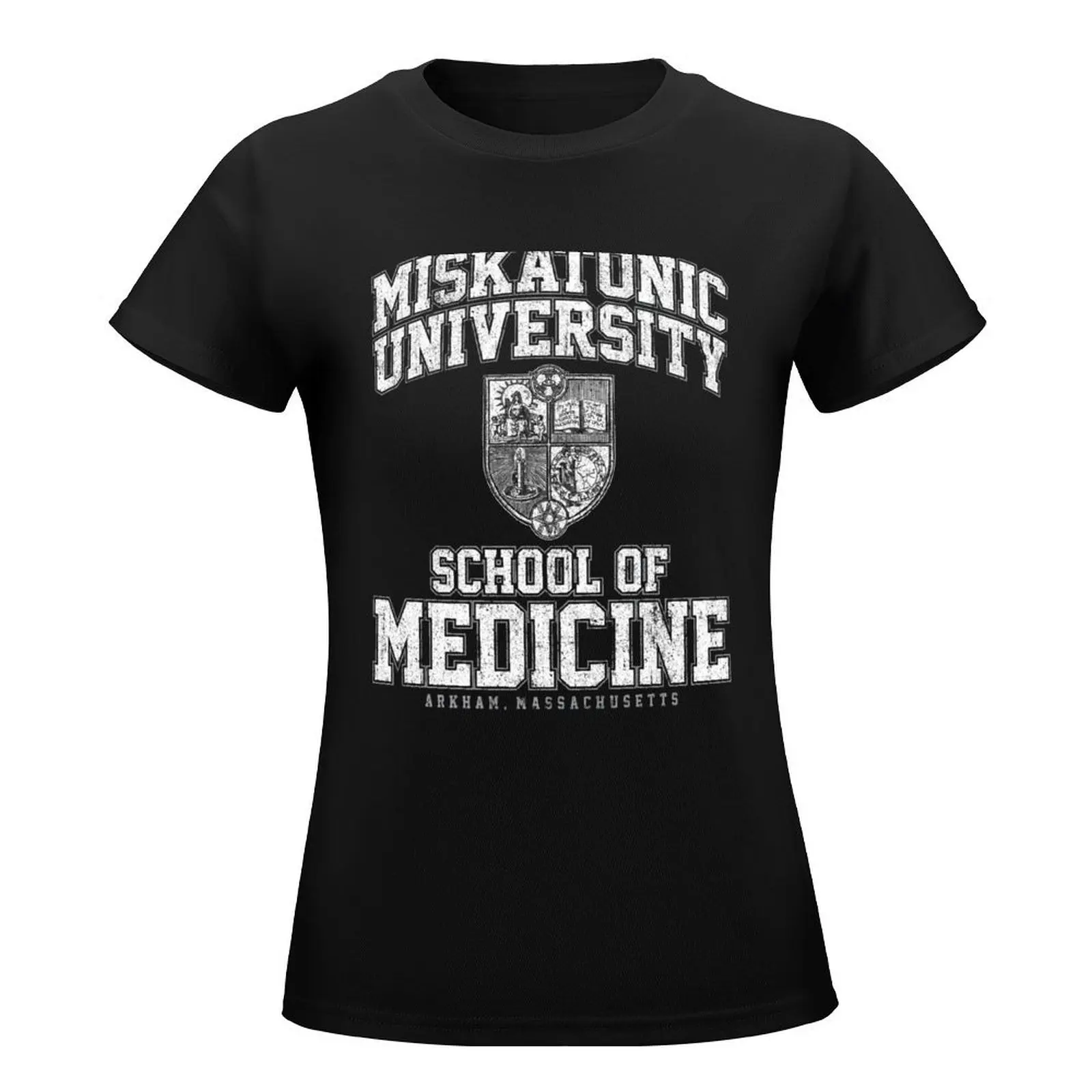 Miskatonic University School of Medicine T-Shirt blacks customs Short sleeve tee female oversized workout shirts for Women