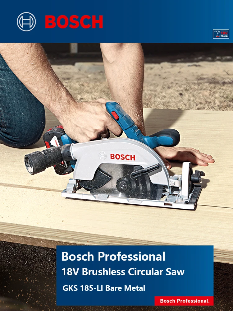 Bosch GKS 185-LI Cordless Circular Saw 18V Portable Electric Saw Woodworking Cutting Brushless 165mm 5000RPM GKS185LI