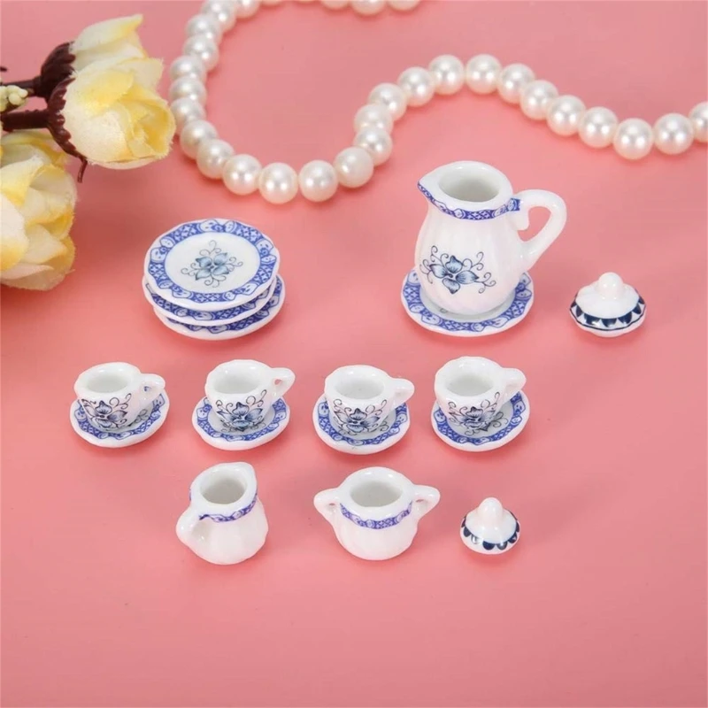 Dollhouses Accessories 1 12 Scale Miniature Porcelains Flower Toy Cup Set