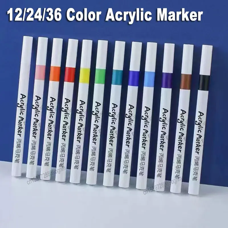 Imagem -04 - Pintura Acrílica Art Marker Pen Faça Você Mesmo Pintura Desenho para o Cartão Cerâmica Pedra Caneca Tecido de Vidro Roupas Sapatos Madeira 12 24 36 60 Cores