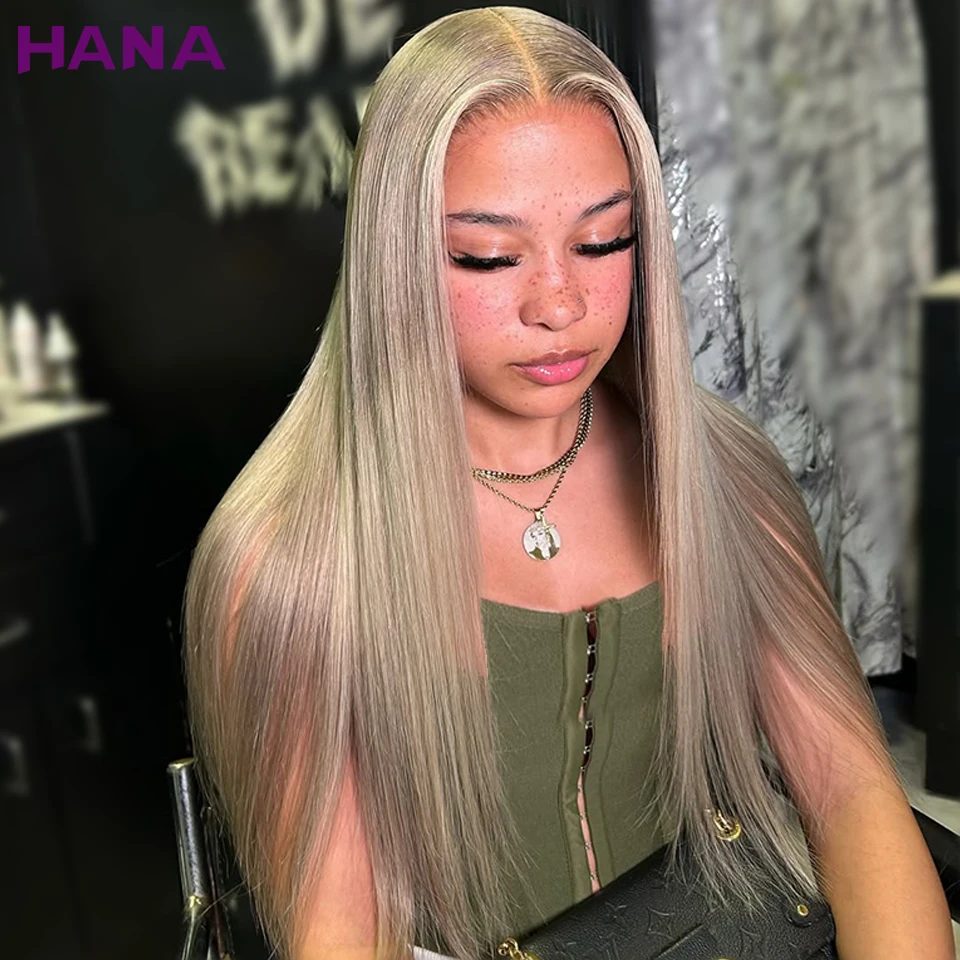 

Highlight Ash Blonde Transparent Lace 13x4 13x6 Lace Frontal Wig Straight Pre-Plucked Remy 5x7 Lace Closure Human Hair For Women