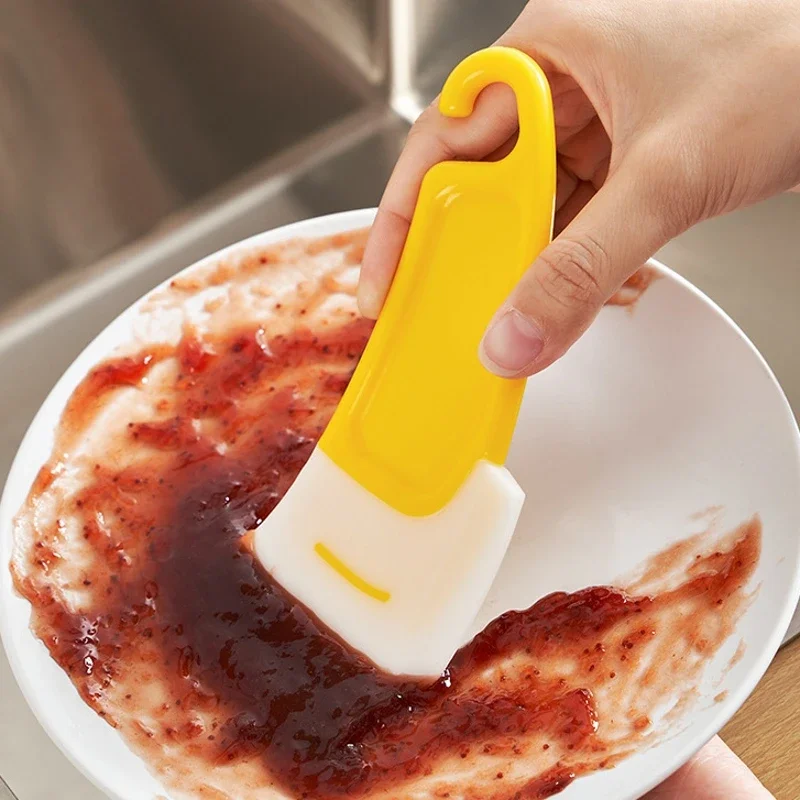 3Pcs Kitchen Scraper Oil Stain Cleaning Silicone Spatula Cake Baking Pastry Gadgets Dirty Pan Pot Dishes Cleaner Tools Scraper