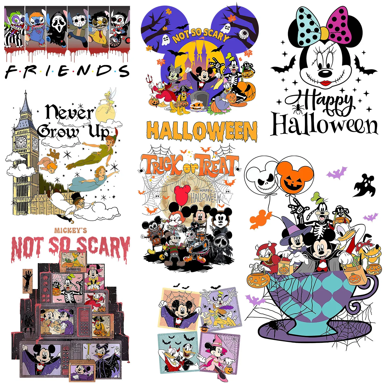 

Halloween Pumpkin Head Bat Face Iron On Transfer Vinyl Sticker For Clothes Washable Garment Accessories