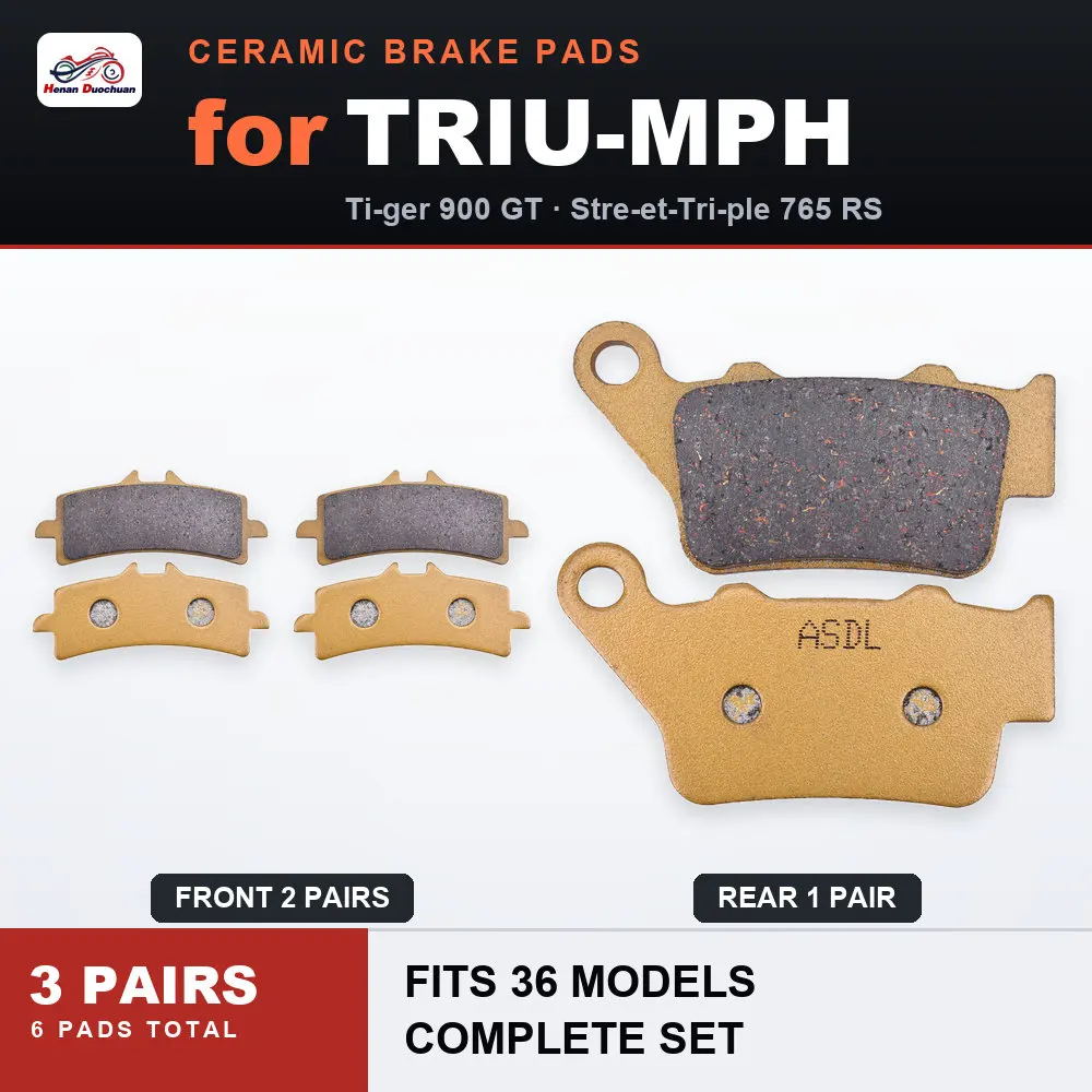 Front Rear Ceramic Brake Pad for TRIU-MPH BM-W KT-M DU-CATI HUSQVARNA CF MOTO Ti-ger Day-tona Stre-et-Tri-ple Du-ke HP4