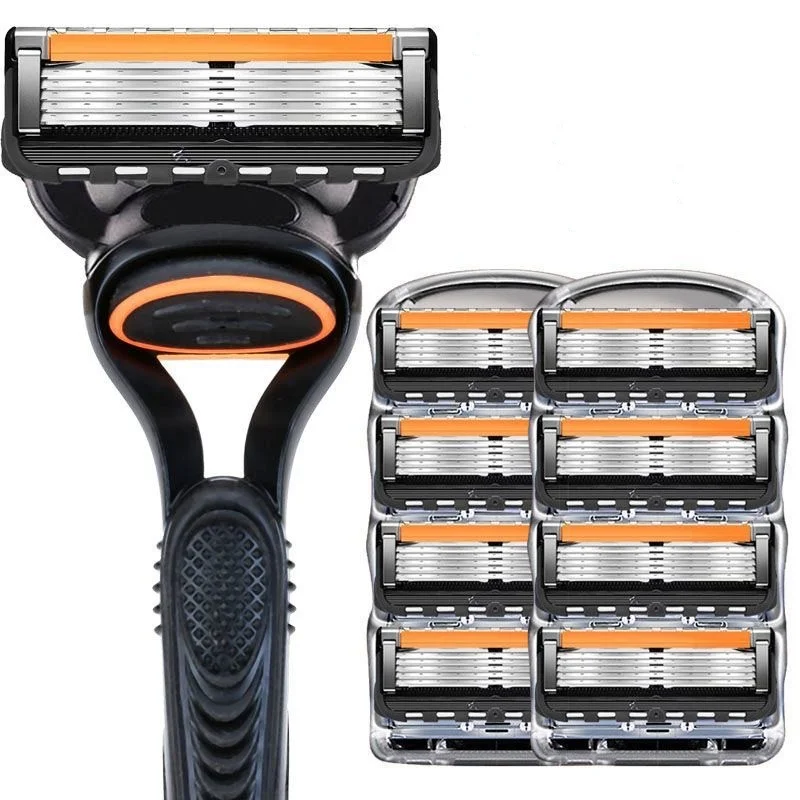 

5-Layer Manual Men's Shaving Razor/Replacement Blades, 5-Layer Razor Stand, Washable, Stainless Steel Depilation Tool