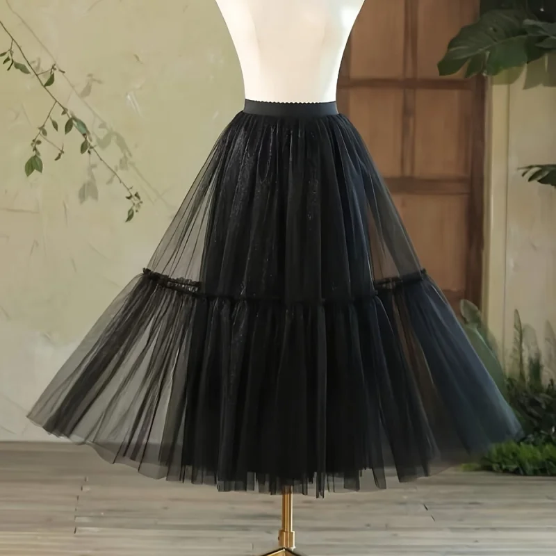 

2-Layer Soft Tulle Petticoat 35.43inch Length, No Hoop Fluffy Half Slip Cosplay, Costume And Performance Extension