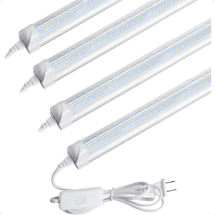Luz Led para tienda, luz Led para garaje, 2 pies, 25W, 6500K, luz diurna, 3200LM, cubierta transparente vinculable, VShape integrado para tienda debajo del gabinete