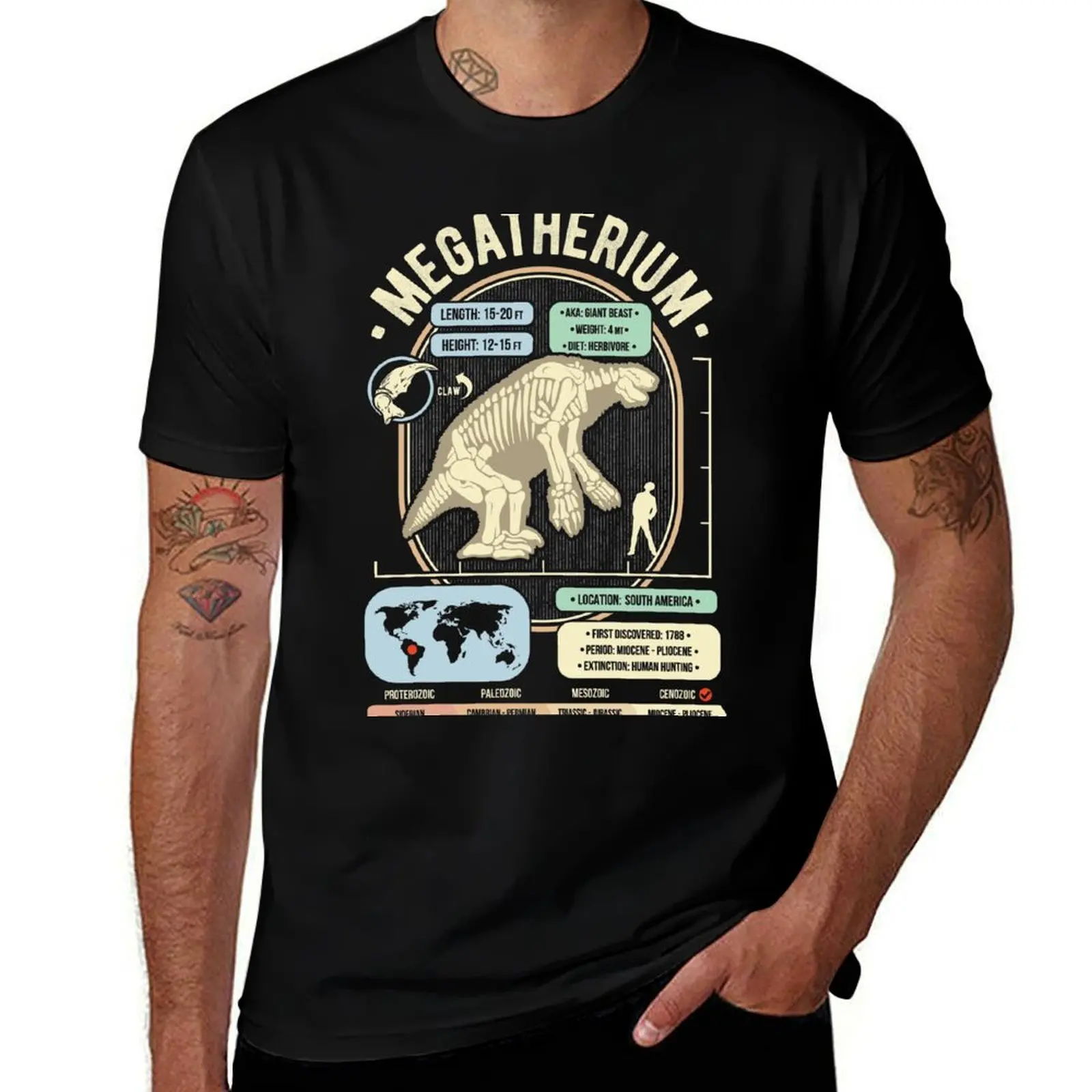 

Dinosaur Facts - Megatherium Giant Sloth Science & Anatomy Gift T-Shirt t shirt man plain t shirts for man pack white T-shirt