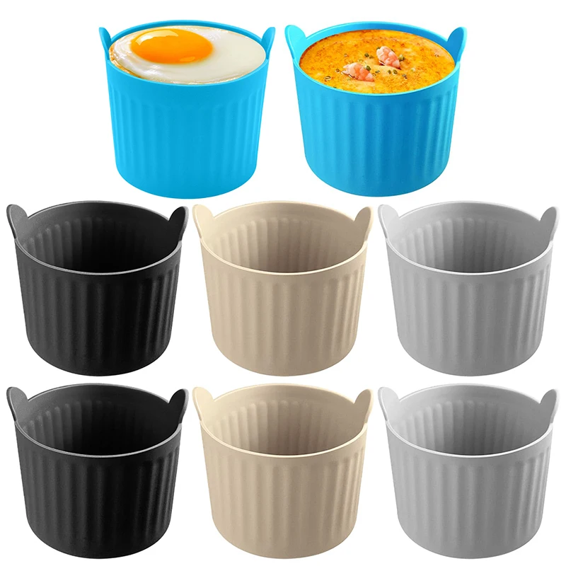 1/4pcs Air Fryer Baking Ramekins Food-Grade Silicone Mould Cups Egg Mold Bakeware Set For Muffins Cupcakes Pudding Tarts Kitchen