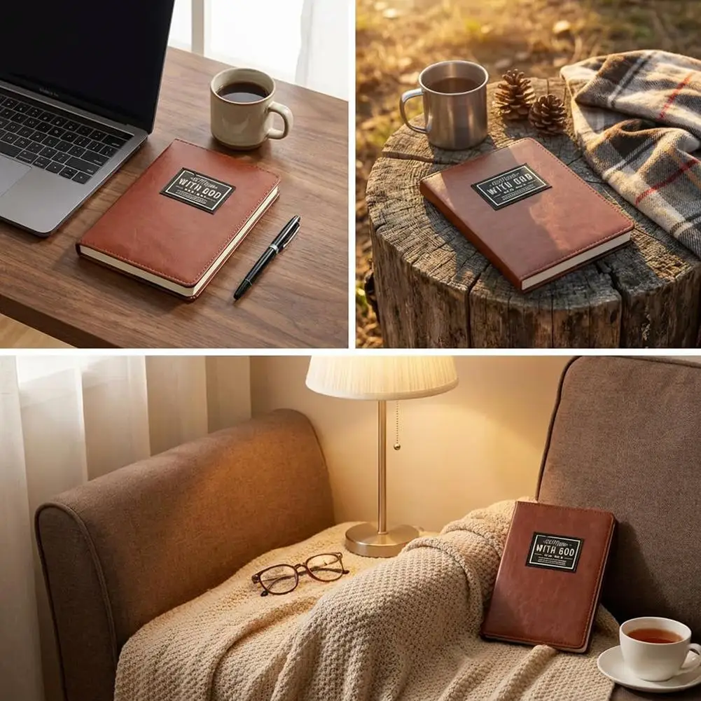 Journal de journalisation quotidienne pour hommes, couverture rigide marron, 365 jours, carnet de réflexion quotidienne, carnet portable pour le suivi des pensées