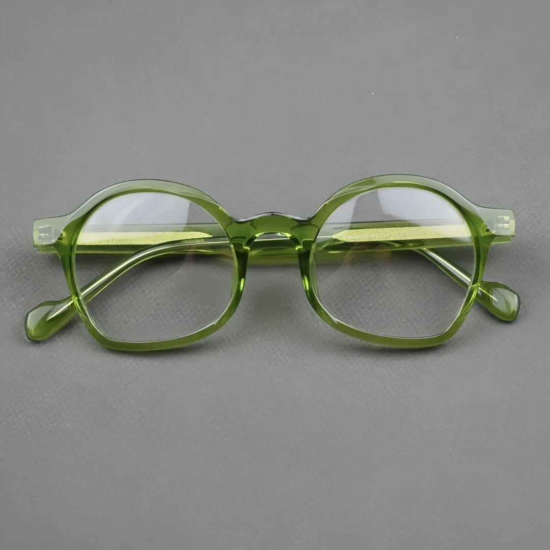 

Acetate Myopia Glasses Popular Round Spectacles Trend Rivet Myopia Custom Prescription Eyeglasses
