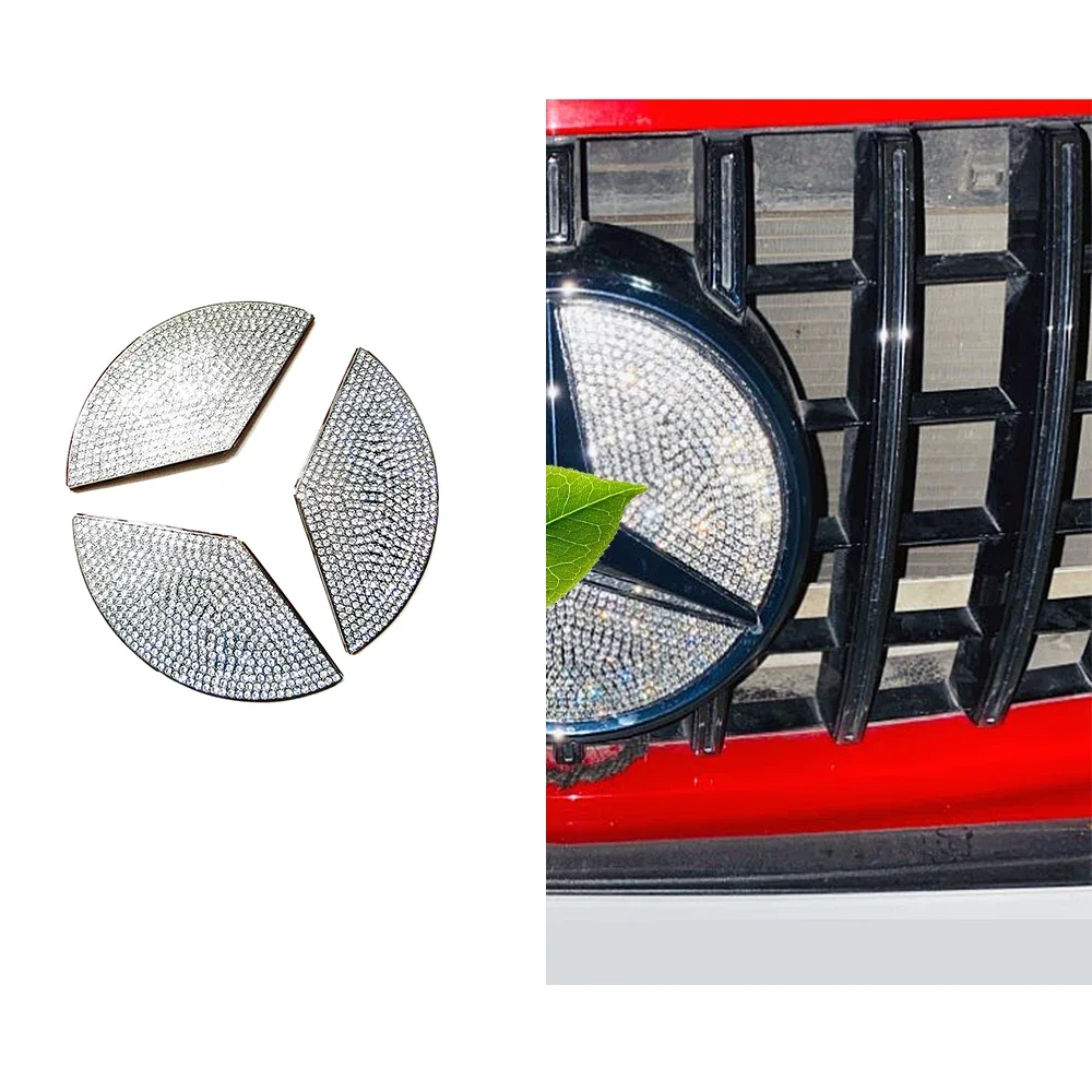 

For Mercedes Benz E W213 C W205 CLA C117 GLA Artificial Crystal Diamond Front Grille Emblem Badge Logo Decoration Decal Sticker