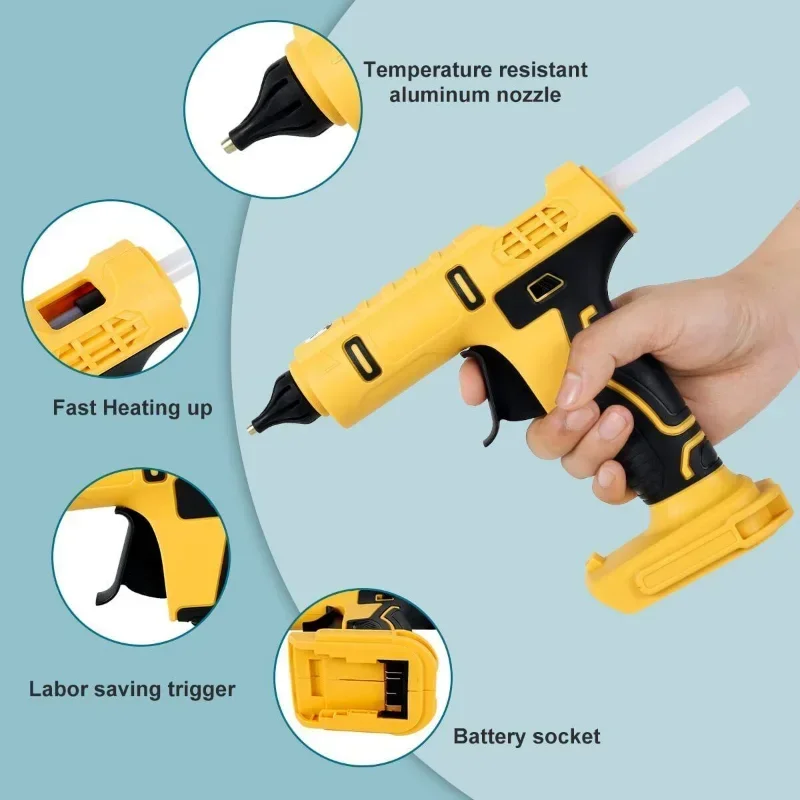 Беспроводной электрический ручной термоклеевой пистолет, инструмент «сделай сам» для ремонта, термоплавкий пистолет для сварки, термовоздушный пистолет, противоожоговая насадка с 10 стержнями для Dewalt