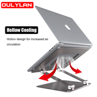 Laptop Stand Adjustable Base For Desk Bed Aluminium Notebook Desktop Stand For Macbook Air iPad Folding Non-Slip Cooling Silver