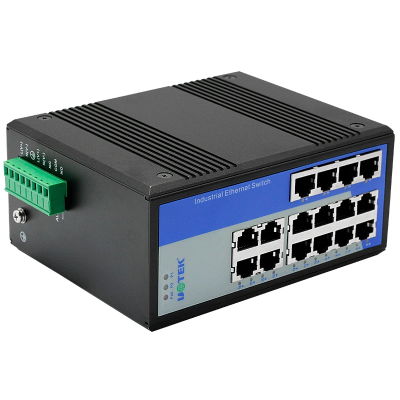 UOTEK 16포트 10/100M RJ45 2레이어 비관리형 산업용 이더넷 스위치 DIN-레일 UT-60416F-16T-BNF