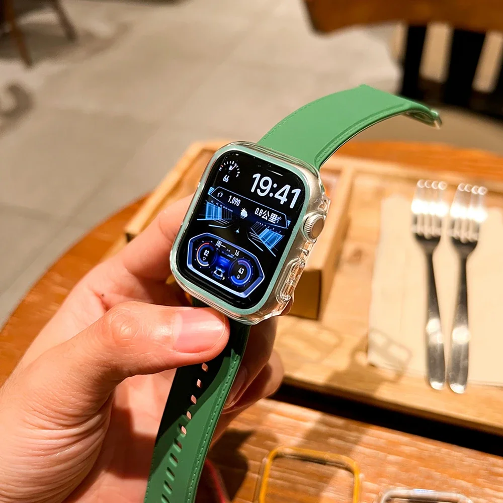 Luminous Cover for Apple Watch band 49mm 45mm 41mm 44mm 40mm Transparent Hard PC Bumper For iwatch series ultra 9 8 7 6 SE 5 4