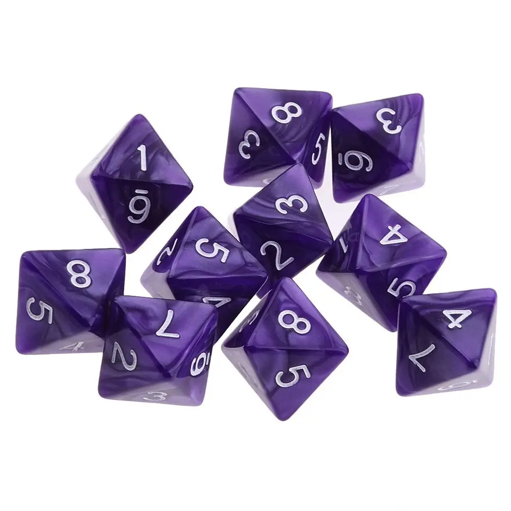 

10Pcs/set Durable Table Game DND Dice D8 Colored 8-sided Polyhedral Dice Party Game Acrylic Game Dice TRPG DND