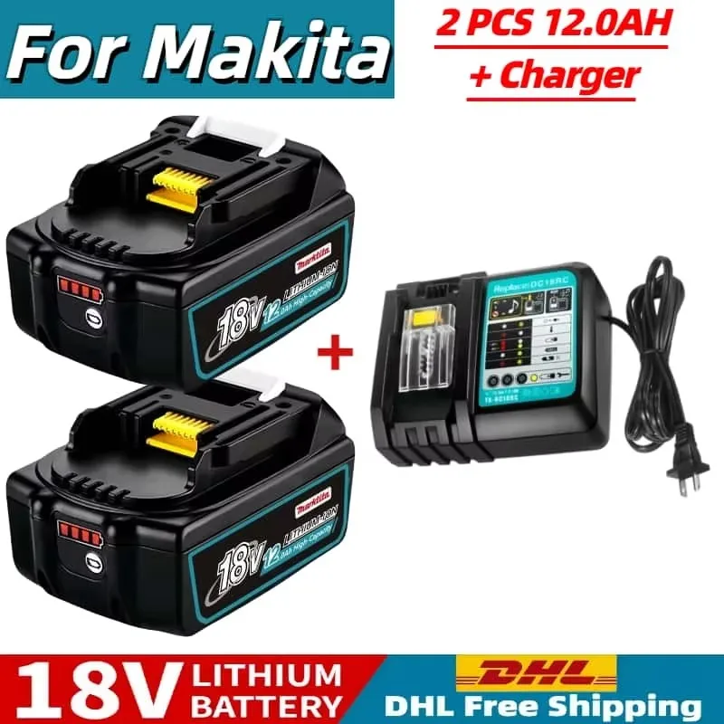 

Original 18V 12.0Ah Battery FOR Makita BL1830B BL1840 BL1840B BL1850 BL1850B DDF487 Lithium Ion Power Tools Backup Battery