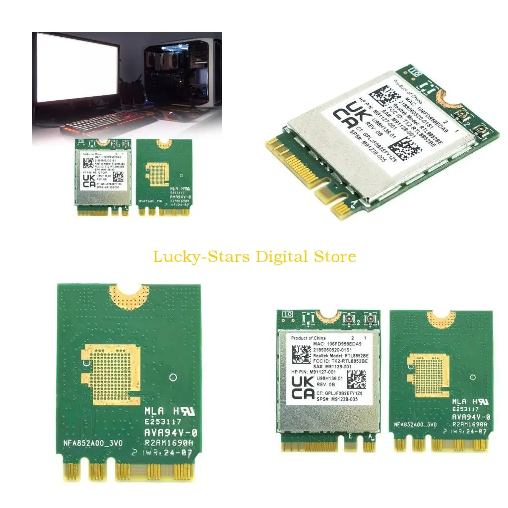 

T3EE RTL8852BE Wifi6 Wireless Card BT5.2 Dual-Band 1800M Wlan WiFi Connector M2-NGFF Adapter 2.4G+5G 1800Mbps