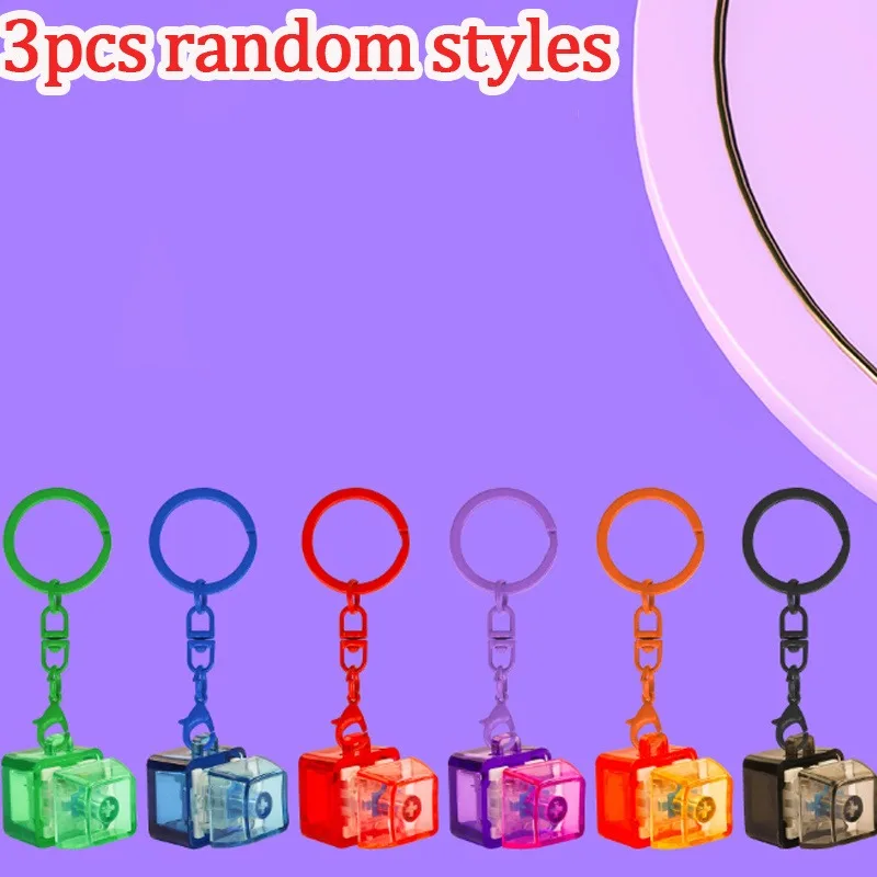 3Pcs Random Color Fidget Keyboard Key Keychain Creative Finger Squeeze Massage Stress Relief Pendant Bag Filler Cute Toy Ideal H