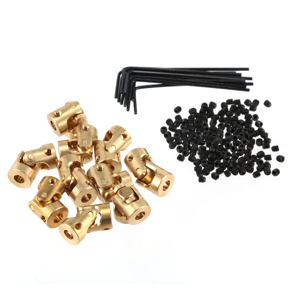 1/3/5/10/20PC 3mm to 3mm Micro Brass Universal Joint Motor Shaft Coupler Connector for 1/24 1/18 RC Car Boat DIY Airplane Gimbal