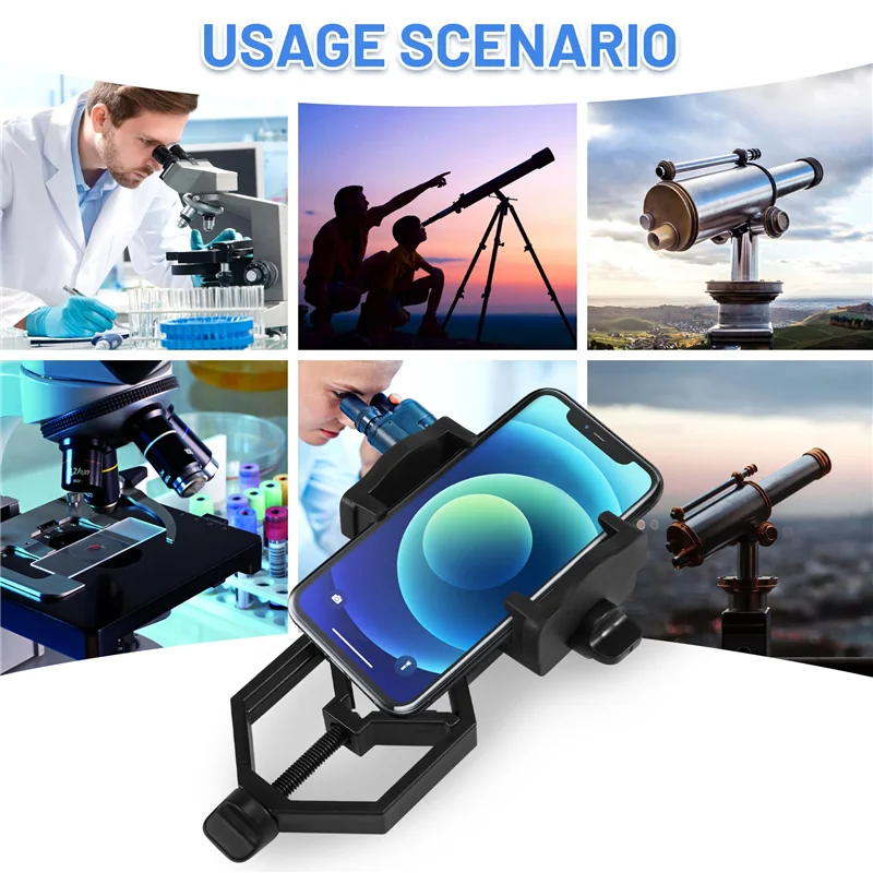 AC52-Universal Cell Phone Adjustable Adapter Mount Microscope Spotting Scope Telescope Clip Bracket Mobile Phone Holder