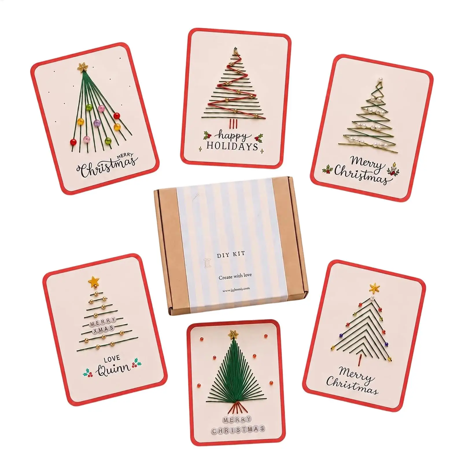 Christmas Greeting Card Sewing Set Beginners DIY Embroidery Kit Handmade Art Card Craft for Mother Enthusiasts, Party Gift