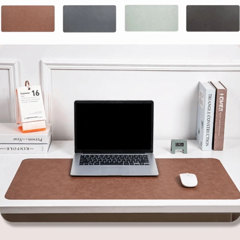 Office Stationery All-in-One Desk Pad Cowhide Texture Waterproof Computer Mat Anti-Dirt Double-Sided Writing Mat Gaming