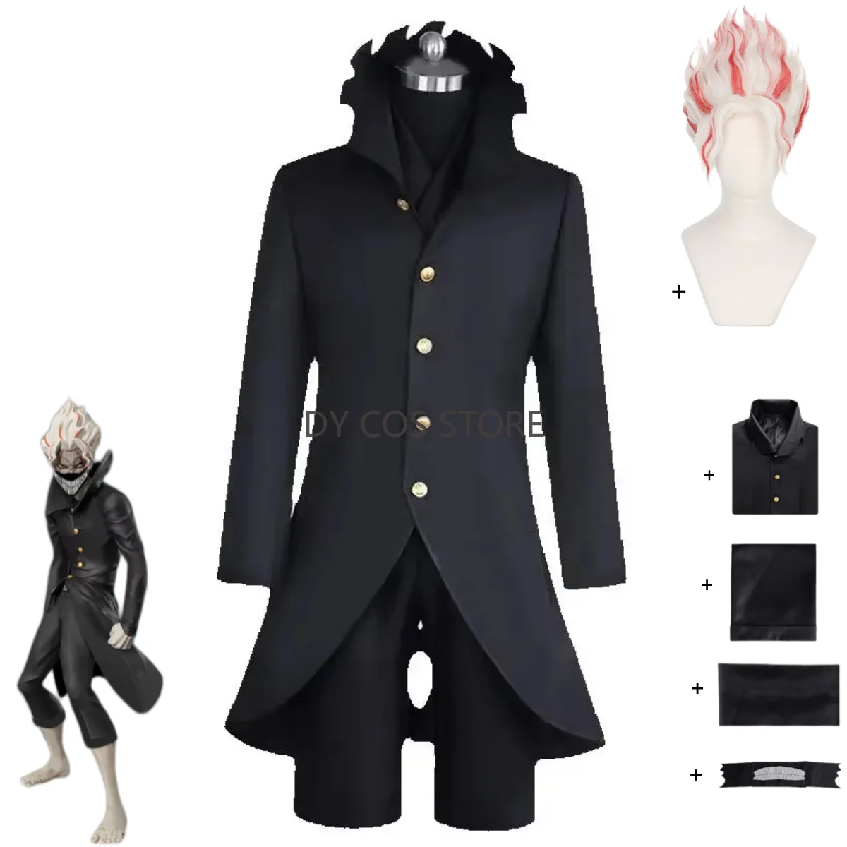 

Anime Dandadan Okarun Ken Takakura Cosplay Costume Dan Da Dan Black Long Coat Cloak Gradient Wig Man Carnival Halloween Suit