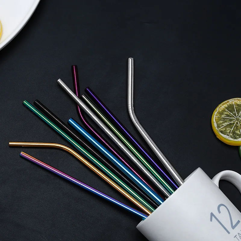 Set di 20 cannucce colorate riutilizzabili in metallo Set di cannucce in acciaio inossidabile accessorio per Bar per bomboniere ecologico