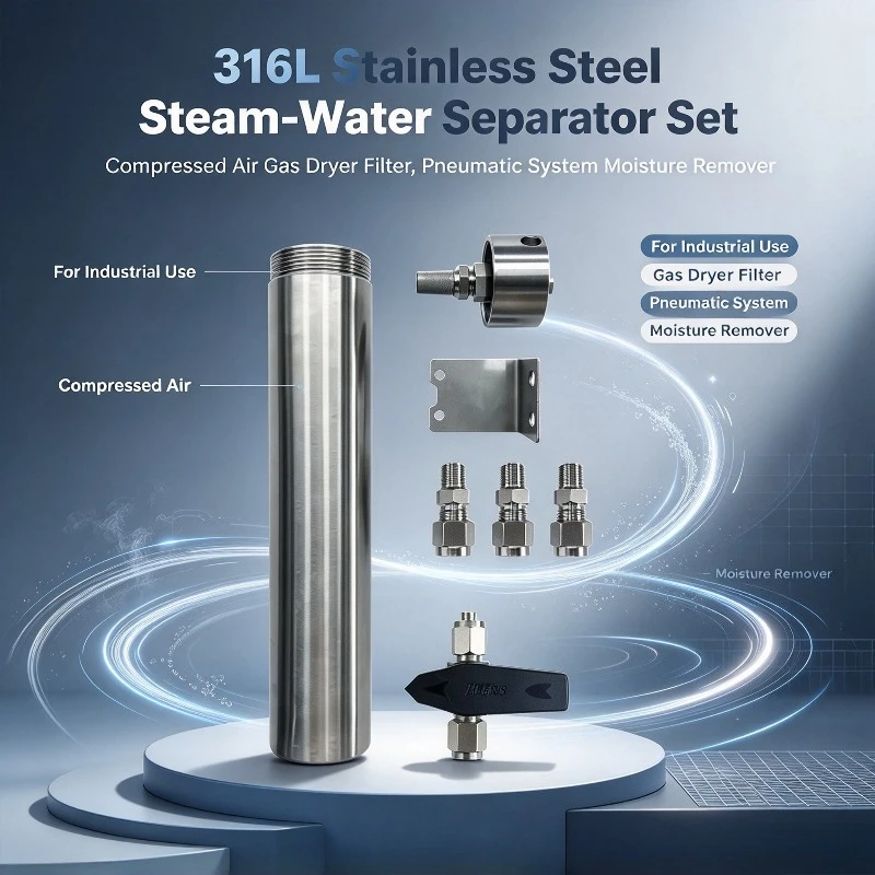 316L Stainless Steel Steam-Water Separator Set, Compressed Air Gas Dryer Filter, Pneumatic System Moisture Remover